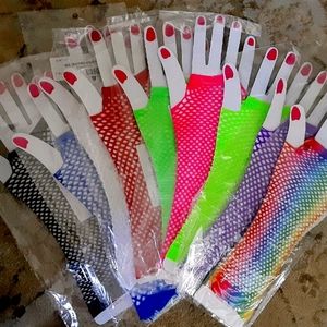 Set of 9 sexy punk fishnet fingerless gloves